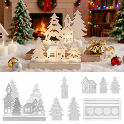 7 Stück Silikonformen Gießformen Weihnachten, Silikonformen gießformen Häuser, Gießformen Silikon mit Sockel Silikon, Epoxidharz Formen, gießform Tannenbaum für die DIY Duftkerzenherstellung Allgemein Angebot bei HelloDeals