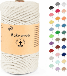 Makramee Garn 3mm x 200m, Makramee Baumwollgarn, Baumwollgarn für Blumenampel Basteln, Pflanzenbügel und DIY Handwerk Mit Papierbox Weiß 3mm x 200m Angebot bei HelloDeals