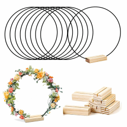 8 Stück Metallring zum Basteln, 30cm Tafelaufsätze Makramee Ringe mit Holz Kartenhalter DIY Kranz Handwerk Traumfänger für Hochzeitskranzdekor und Wandbehang (Black Ring) Angebot bei HelloDeals