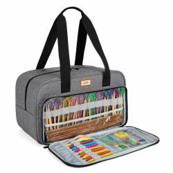 CURMIO Wolle Aufbewahrungstasche, Stricktasche für Garn, Tragetasche zum Stricken von Projekten, Häkel-/Stricknadeln und Anderem Zubehör (OHNE ZUBEHÖR ENTHALTEN), Grau Angebot bei HelloDeals