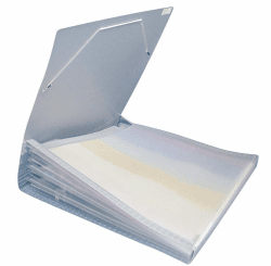 Rayher Fächertasche für Scrapbooking-Papiere, 33 x 33,5 cm, 7 Fächer, transparenter Kunststoff, Gummibandverschluss, Sortiermappe, 7870500, Grau Angebot bei HelloDeals