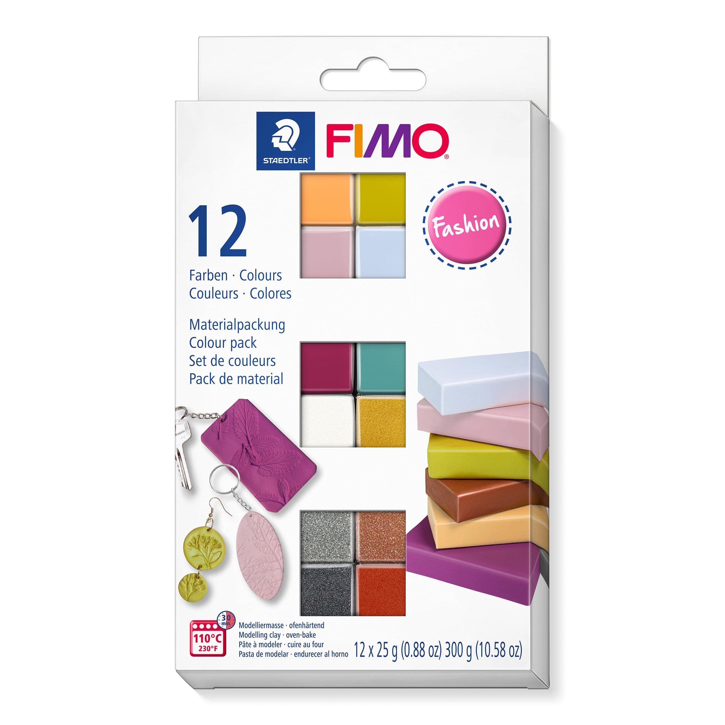Staedtler 8023 C12-5 FIMO soft ofenhärtende Modelliermasse. Kartonetui mit 12 sortierten Fashion-Farben. Fashion - Farben 12er-Pack Angebot bei HelloDeals