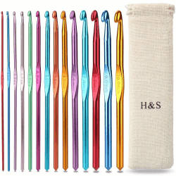 H&S Häkelnadel Set - 14-teilig - Aluminum Häkelset mit Ergonomischen Griff - Häkeln & Stricken auch für Anfänger & Kinder - Mit Kostenlosen Häkel Etui - Häckelnadeln - Stricknadeln - Häkelset Angebot bei HelloDeals