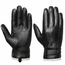Acdyion Herren Lederhandschuhe Echtleder winddicht & wollgefüttert - Touchscreen Handschuhe mit Thermofutter für Stadt, Auto & Spaziergänge | Premium Leder mit Weichfutter Schwarz L Angebot bei HelloDeals