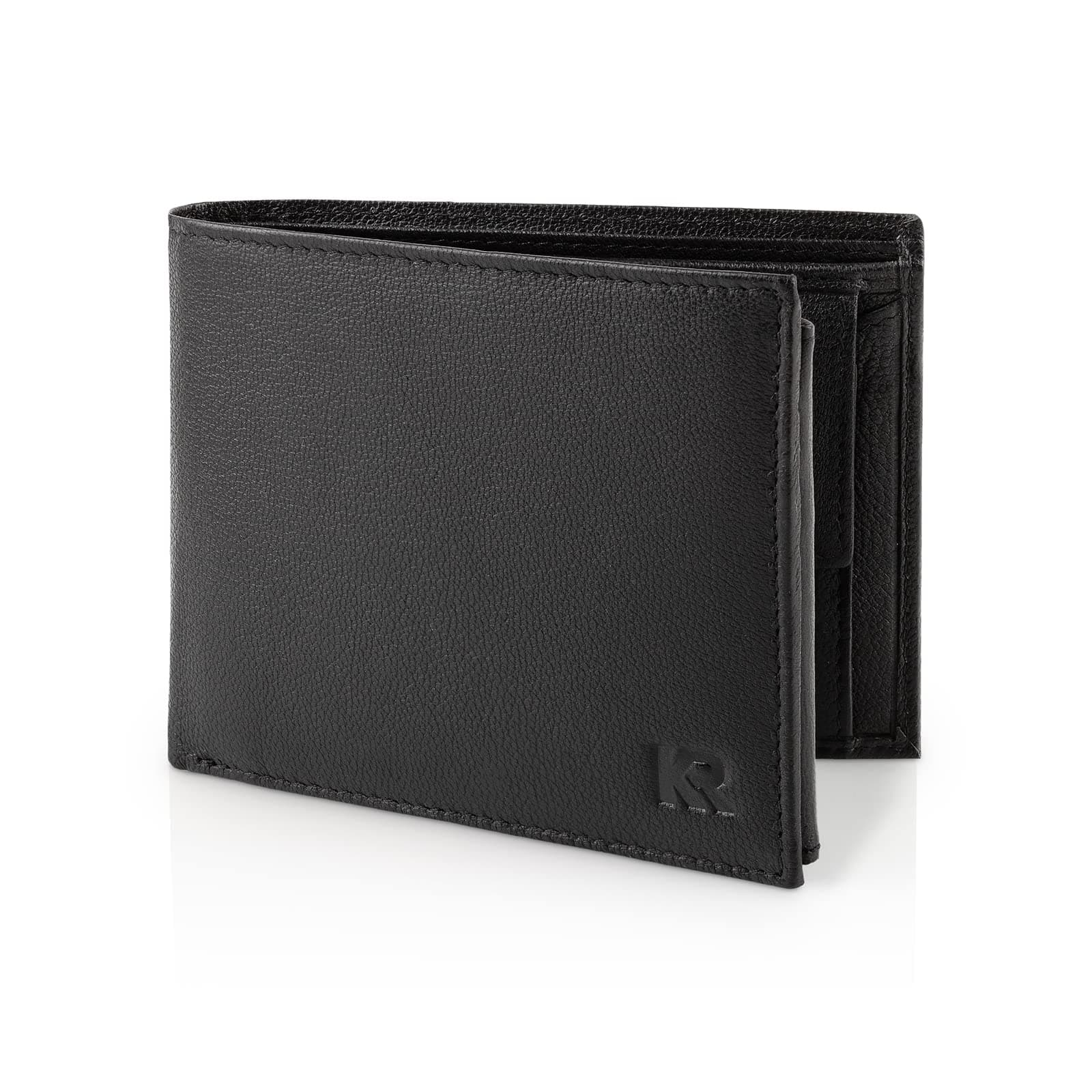 Leder Geldbörse Herren I Echtleder Portmonee I RFID Schutz I Querformat I Geldbörse mit Münzfach I 13 Kartenfächer I Geldbeutel Herren I Geschenk Box I Nappa Schwarz Angebot bei HelloDeals