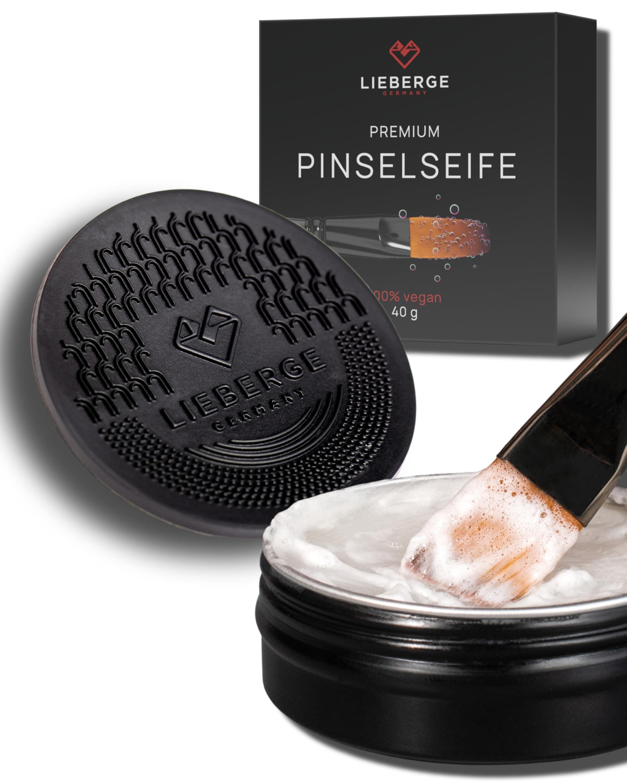 Premium Pinselseife 40g + hochwertige Pinsel Reinigungsmatte – Veganer Pinselreiniger Acrylfarbe, Aquarellfarbe UVM. (40g) Angebot bei HelloDeals