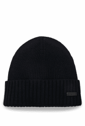 BOSS Herren Fati Mütze aus Schurwolle mit Logo-Applikation Einheitsgröße Black 001 Angebot bei HelloDeals