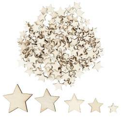 Ideen mit Herz Holzsterne zum Basteln und Dekorieren | 5 verschiedene Größen | Sterne aus Holz | 1 cm bis 3 cm | naturfarben | 250 Stück | Ideal als Weihnachts-Deko, Tischdeko, Streudeko Angebot bei HelloDeals