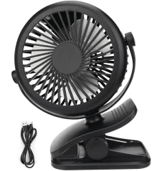 Mini USB Ventilator, Tragbarer Ventilator Leiser Ventilator mit wiederaufladbarem Akku, 3 Geschwindigkeiten, 360 Drehgeschwindigkeiten für Schlafzimmer, Büro, Kinderwagen, Camping Angebot bei HelloDeals