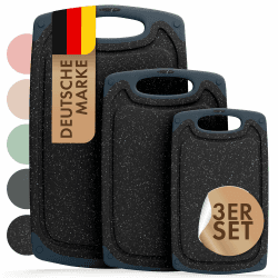 Blumtal Schneidebrett Set mit 3 Größen (S/M/L) - Schneidebrett Kunststoff groß + Saftrillen & Griff - Cutting Board - Schneidbrett BPA frei langlebiges Küchenbrett Schwarz Schwarz 3er-Set Angebot bei HelloDeals