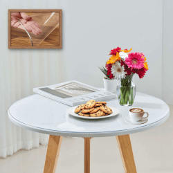 Artwelt Tischdecke Transparent Rund 2.0mm Tischfolie Glasklar Folie Tischschutz Wasserdicht Abwaschbar Wunschmaß Tischschutzfolie für Runde Tische Durchmesser 110cm 110 cm (Rund) Angebot bei HelloDeals