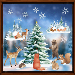 6 Blatt Weihnachten Fensterbilder Doppelseitig Fensterdeko Wiederverwendbar Fenstersticker Selbstklebend Fenster Aufkleber Deko Winter für Glas Kinderzimmer Fensterfolie (6 Blatt Weihnachtswald) Angebot bei HelloDeals