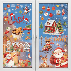 Joyoldelf 9 Blätter Weihnachten Fensterbilder - Rentier Selbstklebend Doppelseitig Bedruckt Weihnachts Fenstersticker, Geeignet für Winter Weihnachts Fenster Deko Stil H Angebot bei HelloDeals