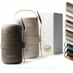 MAMEIDO Thermobehälter für Essen 500 ml, Müslibecher to go Edelstahl, Thermobecher Essen auslaufsicher, Ideal für Joghurt, Porridge, Brei, Suppen & Eis (Wild Allure) 500 ml Wild Allure Angebot bei HelloDeals