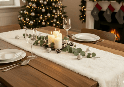 KAMACA Tischläufer 28×200 cm Kuschelfell in Lammfell-Optik Flauschiges Tischband Winter Weihnachten für Esstisch Sideboard Couchtisch weich zum individuellen Dekorieren (Tischläufer 28x200 cm Creme) Angebot bei HelloDeals