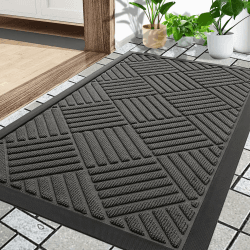 Fußmatte Außen 43 x 76 cm, Silikon Schmutzfangmatte für Außen & Innen - rutschfest, Staubdicht und Waschbar, Türmatte Außen Wetterfest für Haustür, Eingang, Balkon - Dunkelgrau 43 x 75 cm (Rechteckig) Angebot bei HelloDeals