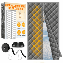Magnet Wärmeschutzvorhang für Türen 90 x 210 cm, Thermo Türvorhang Kälteschutz ohne Bohren, Verdickter Oxford-Stoff mit Stärkeren Magneten, Wasserdicht, Winddicht für Balkontür & Schlafzimmer 90 x 210 cm Gray Angebot bei HelloDeals