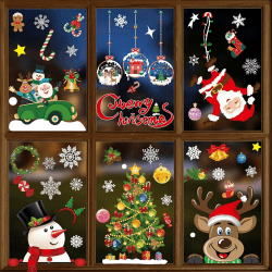 BBLIKE Fensterbilder Weihnachten 8 Blätter Fensteraufkleber Fenstersticker Fensterdeko Schneeflocken Fensterbilder für Türen,Schaufenster, Vitrinen, Glasfronten (A) Angebot bei HelloDeals
