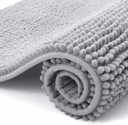 OLANLY Chenille Badematte rutschfest Badezimmerteppich Weich Badteppich Saugfähige Badvorleger Waschbar Duschvorleger für Badezimmer, 40 x 60 cm, Hellgrau 40 x 60 cm Hellgrau Angebot bei HelloDeals