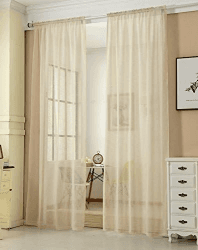 WOLTU 2er Set Gardinen, Vorhänge für Wohnzimmer Kinderzimmer Schlafzimmer, mit Kräuselband, Leinenoptik, Halbtransparent Voile, 140 x 245 cm, Sand H245 x B140 cm (2er Pack) Sand Angebot bei HelloDeals
