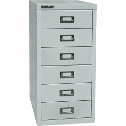 BISLEY MultiDrawer, 29er Serie, DIN A4, 6 Schubladen, Metall, 645 Lichtgrau, 38 x 27.9 x 59 cm Angebot bei HelloDeals