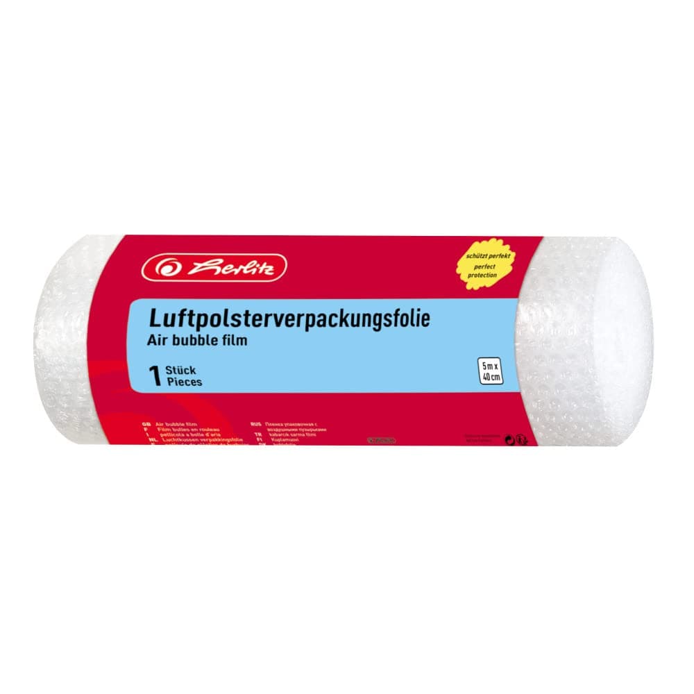 Herlitz Luftpolsterfolie, gerollt, 1 Rolle im Polybeutel, 5 m x 40 cm Luftpolsterfolie Transparent 1 Angebot bei HelloDeals