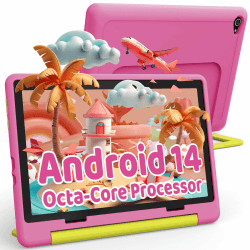 Android 14 Kinder Tablet, Octa-Core Prozessor Tablet für Kinder, 14GB+64GB, 5000mAh, Kindersicherung, WiFi 6, Bluetooth 5.3, kindersicheres Gehäuse (Rosa) Angebot bei HelloDeals