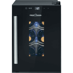 ProfiCook® Weinkühlschrank für 6 Flaschen, Getränkekühlschrank mit UV-beständiger Glastür, Weinkühler mit LED-Beleuchtung u. 3 Lagerebenen davon 2 herausnehmbar, Bereich: 11-18°C, 17L - PC-WK 1230 Angebot bei HelloDeals
