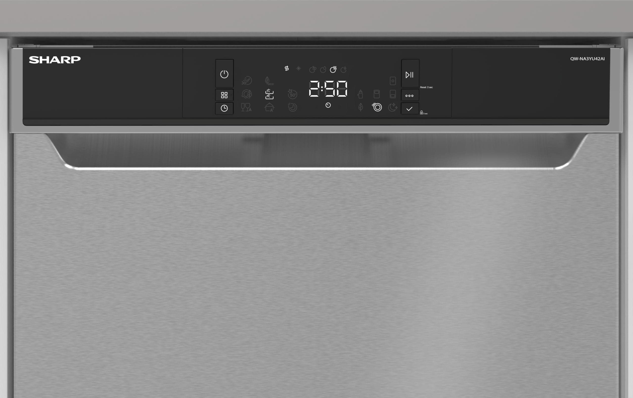 Sharp QW-NA3YU42AI-DE Geschirrspüler Unterbau 60 cm, 14 Maßgedecke, A, 42 dB, Turbo-Trocknung, QuickWash 14’, SteamWash, AutoDoor, EcoBox, Edelstahl Angebot bei HelloDeals