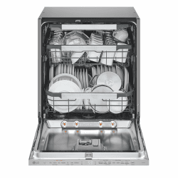 LG DB597TXS, Energieklasse A -20%, vollintegrierbarer Geschirrspüler, Spülmaschine mit Besteckschublade, automatische Türöffnung bei Trocknung, Dampfreinigung, besonders leise, Silber EEK: A-20% Angebot bei HelloDeals