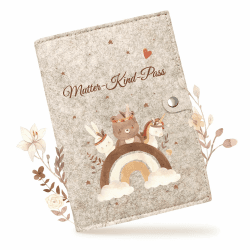 Mutterpasshülle aus Filz für Österreich – Regenbogen & Tiere Design – Mit Innenfächern für Mutter-Kind-Pass, Impfpass und Ultraschallbilder – Hochwertiger Schutz, Perfekt als Geschenk Beigegrau Österreich Bär Angebot bei HelloDeals