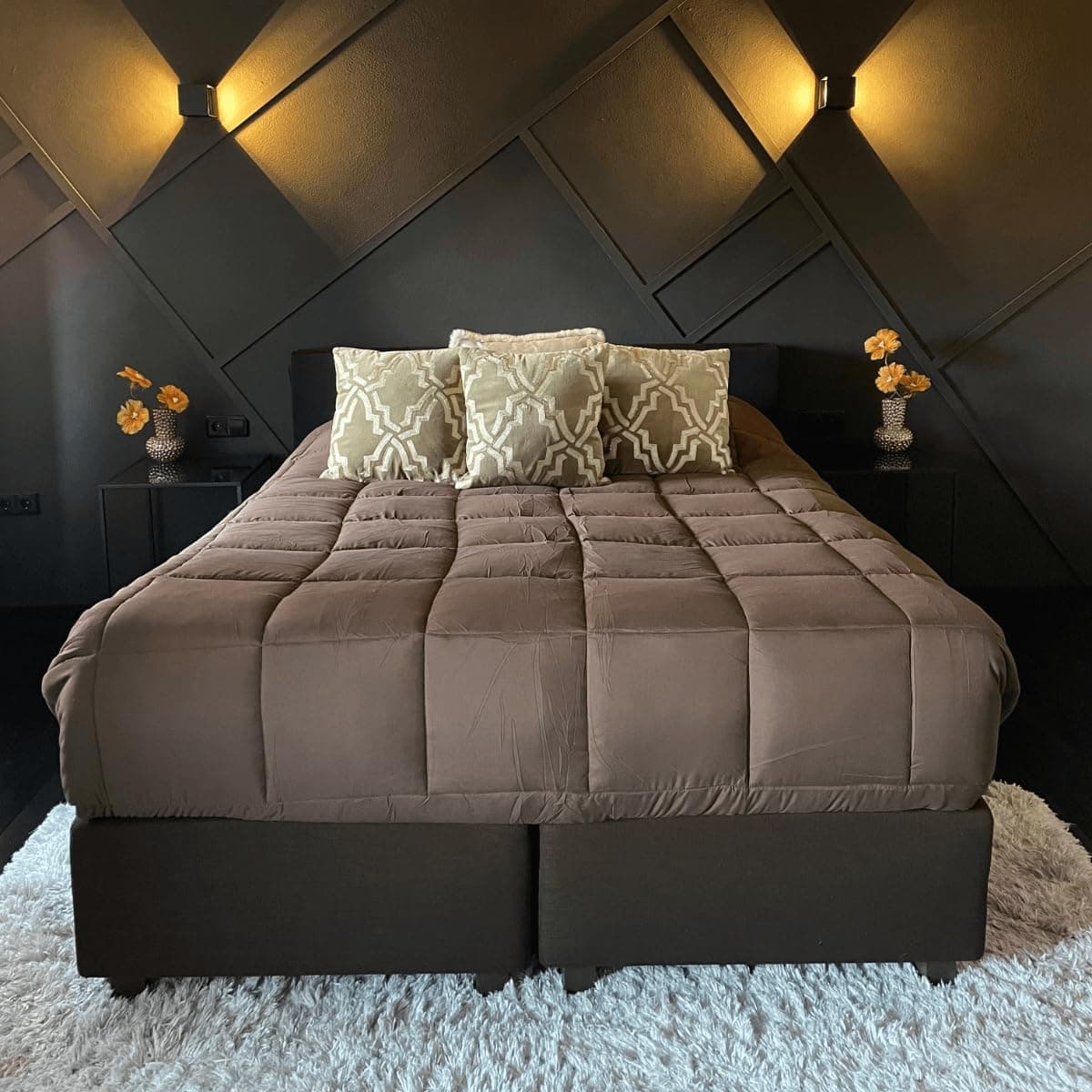 Zelesta Easybed Bettdecke 135x200 4 Jahreszeiten - Bettwäsche winterdecke und Sommer-Bettdecke warm Duvet - Waschbare bettdecke ohne Bezug - Anti-Allergene Steppdecke 135x200cm Chocolade & Koraal Angebot bei HelloDeals