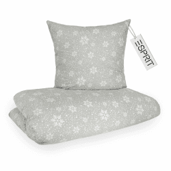 Esprit Flanell Bettwäsche 135x200 Baumwolle Grau Schneeflocken - Luxus Bettwäsche-Set 2teilig - kuschelig & flauschig - 135 x 200 - Bettwäschebezug & Kopfkissenbezug 80x80cm - Winter & Weihnachten Hellgrau 135 x 200 cm Angebot bei HelloDeals