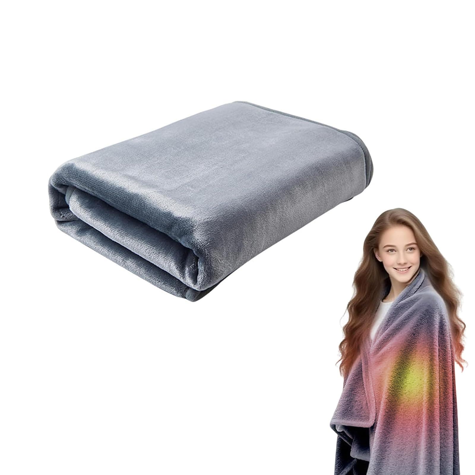 Heizdecke USB 140x80 cm - Heizdecke Kabellos mit 3 Heizstufen (35°C, 45°C, 55°C), Schnellaufheizung in 15s, Maschinenwaschbar - Ideal für Zuhause, Büro, Reise & Camping (dunkelgrau) Angebot bei HelloDeals