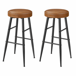 VASAGLE EKHO Kollektion - Barhocker, 2er Set, Barstuhl, Küchenstuhl, Kunstleder, Mid-Century-Modern-Stil, 76,2 cm hoch, für Küche, Esszimmer, einfacher Aufbau, karamellbraun LBC090K01V1 51,6 x 51,6 x 76,2 cm Karamellbraun 2 Angebot bei HelloDeals
