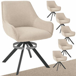 Esszimmerstühle Drehbar 6er Set mit Armlehne – 360°Drehbar Polsterstuhl Leinen Modern Drehstuhl Küchenstuhl mit Metallgestell und Rückenlehne für Esszimmer, Wohnzimmer, Büro, Beige 6er Leinen-beige Angebot bei HelloDeals