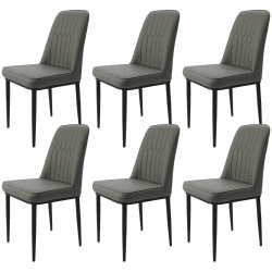 Esszimmerstühle 6er Set mit Kunstleder Bezug Ergonomischer Stuhl für Esszimmer Hoher Rückenlehne Bequemer Polsterstuhl Moderner Küchenstuhl Grau Kleine Grau 6 Angebot bei HelloDeals