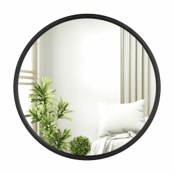 WOLTU Spiegel rund mit schwarzer Rahmen, runder Wandspiegel φ 40 cm, moderner Hängespiegel für Badezimmer Schlafzimmer Wohnzimmer Flur, dekorativer Schminkspiegel aus Glas Metall MDF 40L x 40B cm Schwarz Angebot bei HelloDeals