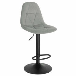 Lestarain Barhocker, Tresenhocker, Bistrohocker, Design-Hocker mit Rückenlehne, höhenverstellbar, 360° Drehhocker, Barstuhl mit Samtbezug, aus Metall, Sitzhöhe 60-81 cm, hellgrau, LBAI64002-1 Angebot bei HelloDeals