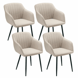 Esszimmerstühle Beige 4er Set mit Armlehne, Küchenstuhl Polsterstuhl Stühle Esszimmer Beige Sitzfläche aus Polyester für Esszimmer, Wohnzimmer, Schlafzimmer 4er Beige Angebot bei HelloDeals