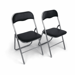HAEST - Klappstühle 2er Set, Klappstuhl gepolstert mit Metallrahmen & Kunstleder, platzsparend, bis 150kg belastbar, Ideal als Küchenstühle & Gartenstühle, Silber-Schwarz Angebot bei HelloDeals