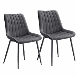 SONGMICS Esszimmerstuhl 2er Set, Küchenstuhl, Samt,Polsterstuhl, bis 120 kg belastbar, Stahlbeine, Gebogene Rückenlehne, für Esszimmer, Küche, grau-tintenschwarz LDC090G05 Grau 2er Set Angebot bei HelloDeals