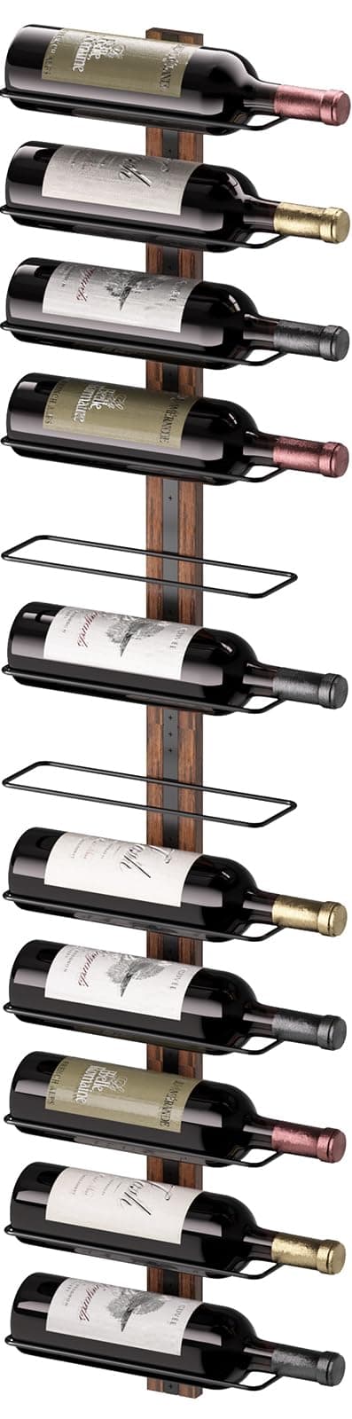 B4Life Weinregal Wand für 12 Flaschen, aus Metall in Schwarz & Holz - Hängend zur Wandmontage für Küche, Esszimmer, Bar Weinregal für 12 Flaschen Braun Angebot bei HelloDeals
