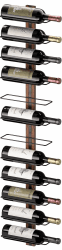 B4Life Weinregal Wand für 12 Flaschen, aus Metall in Schwarz & Holz - Hängend zur Wandmontage für Küche, Esszimmer, Bar Weinregal für 12 Flaschen Braun Angebot bei HelloDeals