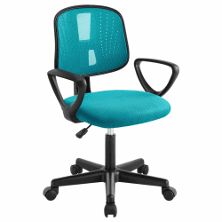 Schreibtischstuhl Kinder, Kinderschreibtischstuhl ergonomisch, Drehstuhl Kinderstuhl höhenverstellbar, mit Rollen Armlehnen, atmungsaktive Netzstoff-Rückenlehne, Türkis, K0006BS Angebot bei HelloDeals
