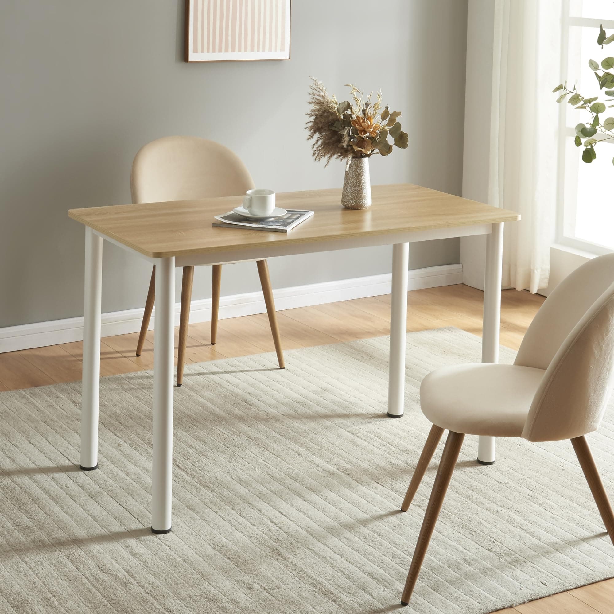 [en.casa] Esstisch Tammela Küchentisch für 4 Personen 120 x 60 cm Esszimmertisch rechteckige Tischplatte Stahlbeine Eicheoptik Angebot bei HelloDeals