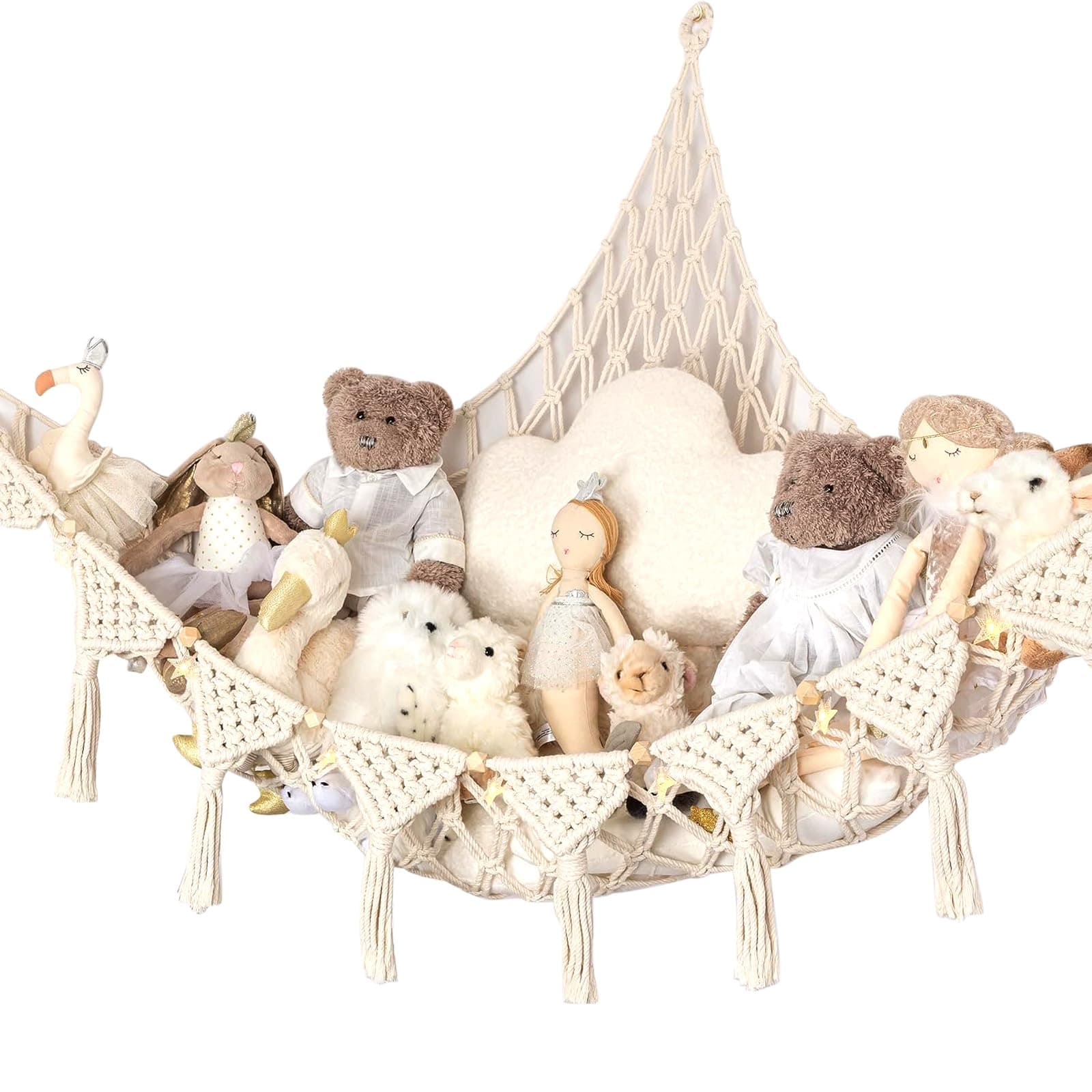 Kuscheltier Aufbewahrung Netz Boho Makramee Stofftier Hängematte Hängend Spielzeug Organizer für Kinderzimmer Schlafzimmer Angebot bei HelloDeals
