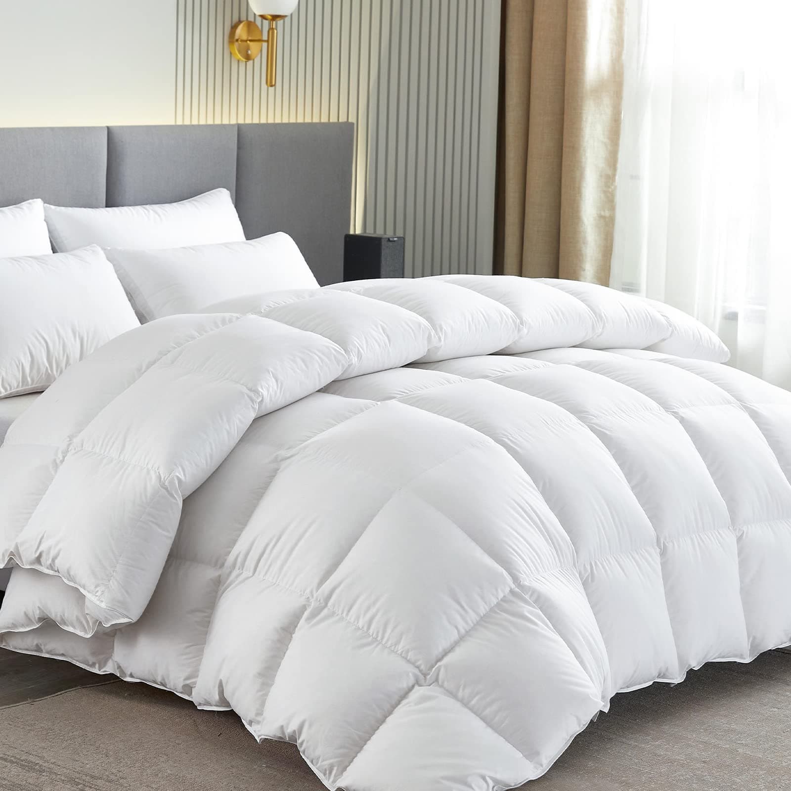 Homyrium Daunendecke 135x200 Winter Bettdecke 135x200 Daunen Extra Warm Federdecke 50% Daunen Füllgewicht 950 gr, Oeko-TEX und RDS Zertifiziert Winter-weiß 135x200 cm Angebot bei HelloDeals