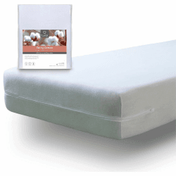 Tural - Elastischer Matratzenbezug mit Reißverschluss. Frottee aus 100% Baumwolle. Größe 160 x 200 cm Weiß 160x190/200cm Angebot bei HelloDeals