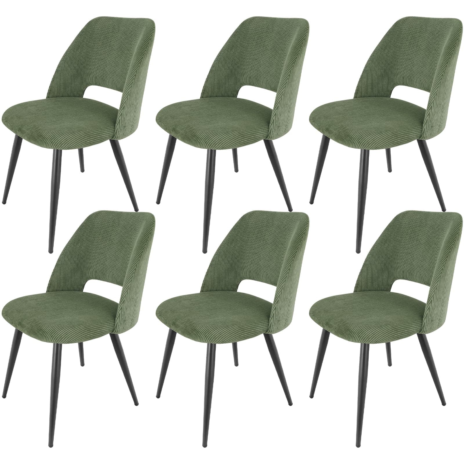 Esszimmerstühle 6er Set, Kordsamt Stuhl Mit Dickem Cord-Schwamm Gepolsterter, Esstischstühle mit Separaten Metallbeinen, für Esszimmer, Wohnzimmer, Schlafzimmer und Empfang, Grün Grün 6 Angebot bei HelloDeals